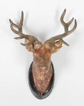 Cold Painted Metal Model of a Stags Head, probably Austrian