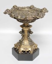 A Renaissance Style Bronze Tazza, mid 19th century, of octogonal form, cast in high relief with