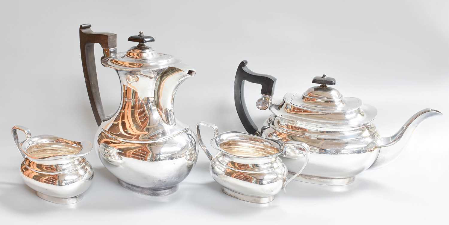 A Four-Piece Elizabeth II Silver Tea-Service, by Viners, Sheffield, 1966, each piece tapering,