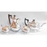 A Four-Piece Elizabeth II Silver Tea-Service, by Viners, Sheffield, 1966, each piece tapering,