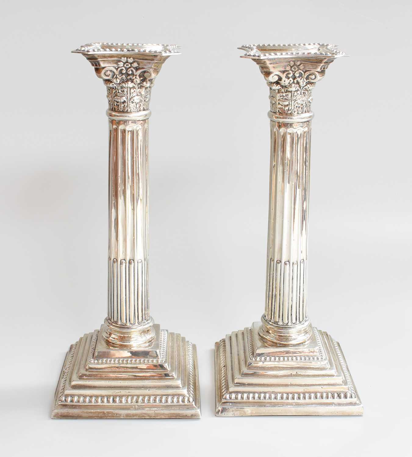 A Pair of George V Silver Candlesticks, by Williams (Birmingham) Ltd., Birmingham, 1920, each on