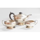 A Three-Piece George V Silver Tea-Service, by Joseph Gloster Ltd., Birmingham, 1935, each piece oval