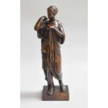 A Small Patinated Bronze statue, 19th century, Diana of Gabii, on square plinth, stamped Colas, 26.