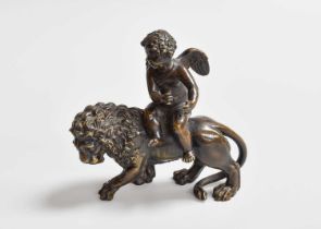 Manner of Hippolyte Heizler (1828-1871): a Small Patinated Bronze Sculpture, 19th century, a putto