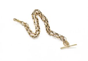 A Two Row Fancy Link Bracelet, length 21.1cm Marks rubbed, catch stamped ‘9KT’, Gross weight 13.6