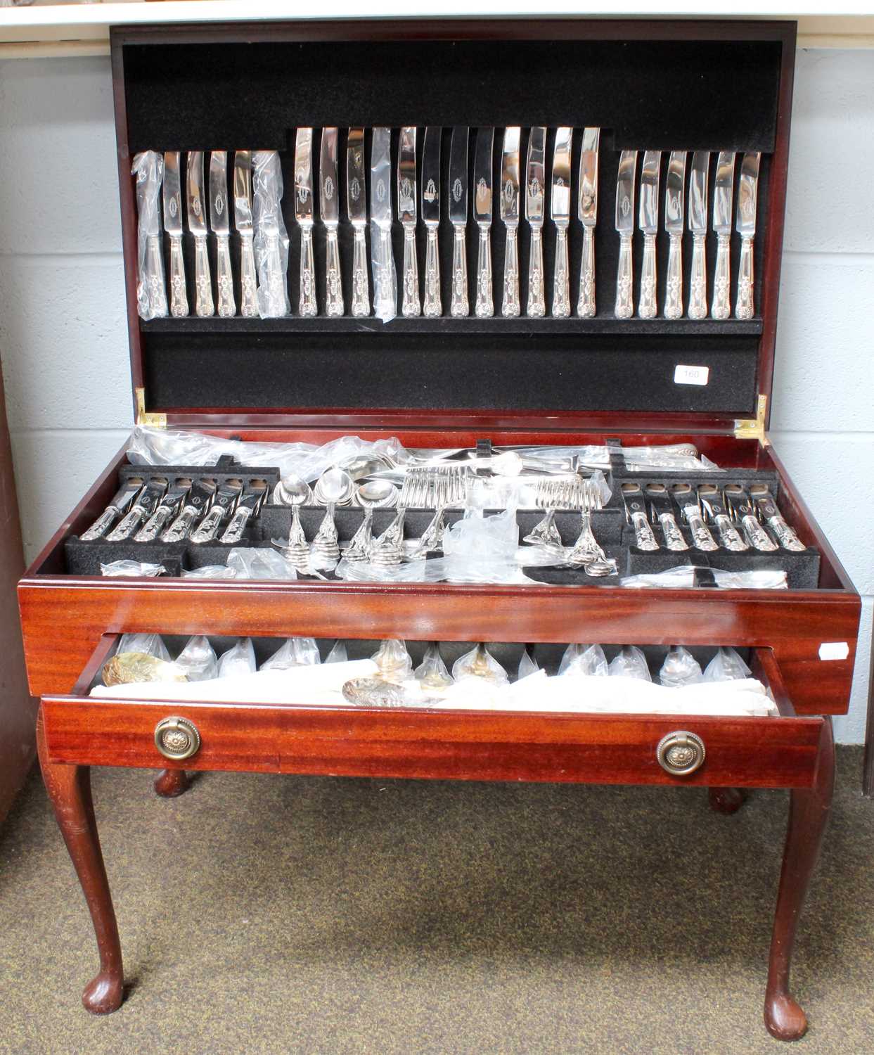 An Elizabeth II Silver Plate Table-Service, King's pattern, mostly for twelve, in fitted mahogany