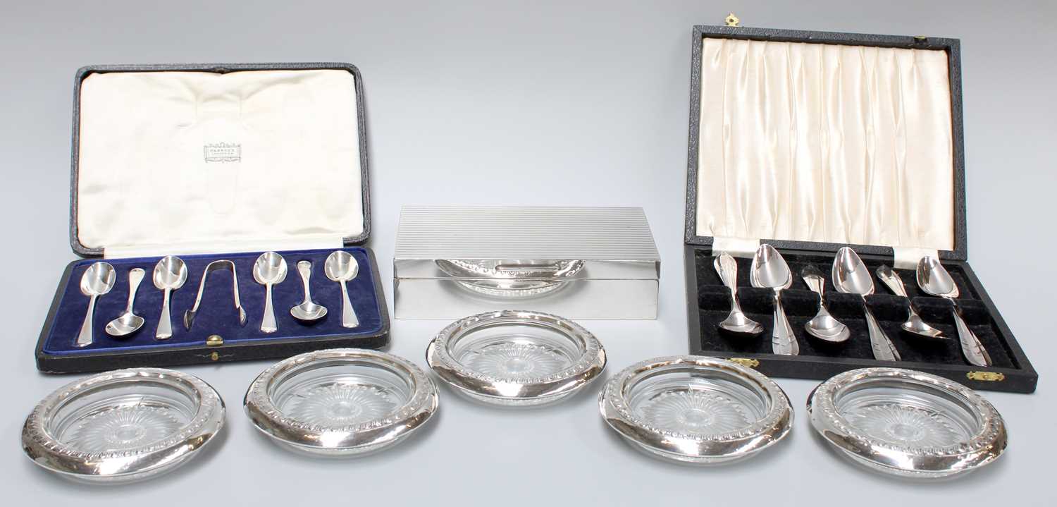 A Collection of Assorted Silver and Silver Plate, the silver including a cased set of spoons; an - Image 2 of 3