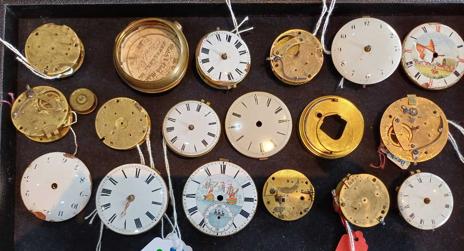 A Selection of Early 19th Century Pocket Watch Movements, Pocket Watch Enamel Dials and Spare Pocket - Image 2 of 7