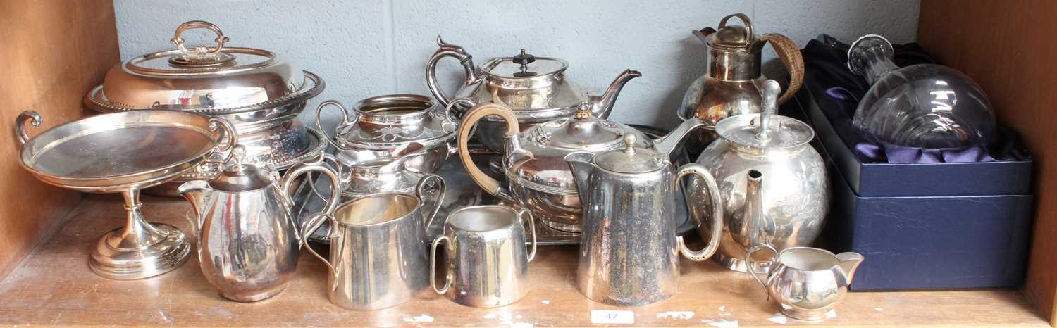 A Collection of Assorted Silver Plate, including a teapot, struck three times with Matthew Boulton