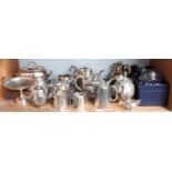 A Collection of Assorted Silver Plate, including a teapot, struck three times with Matthew Boulton