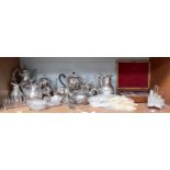 A Collection of Assorted Silver Plate, including tea and coffee-wares; flatware; a toastrack and