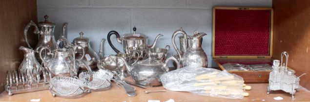 A Collection of Assorted Silver Plate, including tea and coffee-wares; flatware; a toastrack and