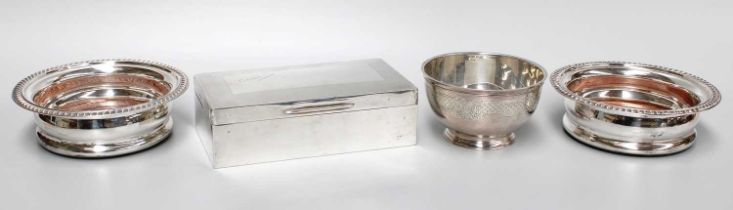 A Collection of Assorted Silver, comprising a pair of Elizabeth II silver wine-coasters, by Barker