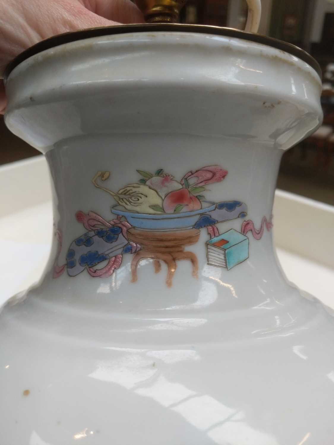 A Chinese Porcelain Vase, late 19th century, painted in coloured enamels with figures in a continual - Image 14 of 17