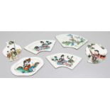 Six Chinese Porcelain Plaques, Republic period, painted with figures