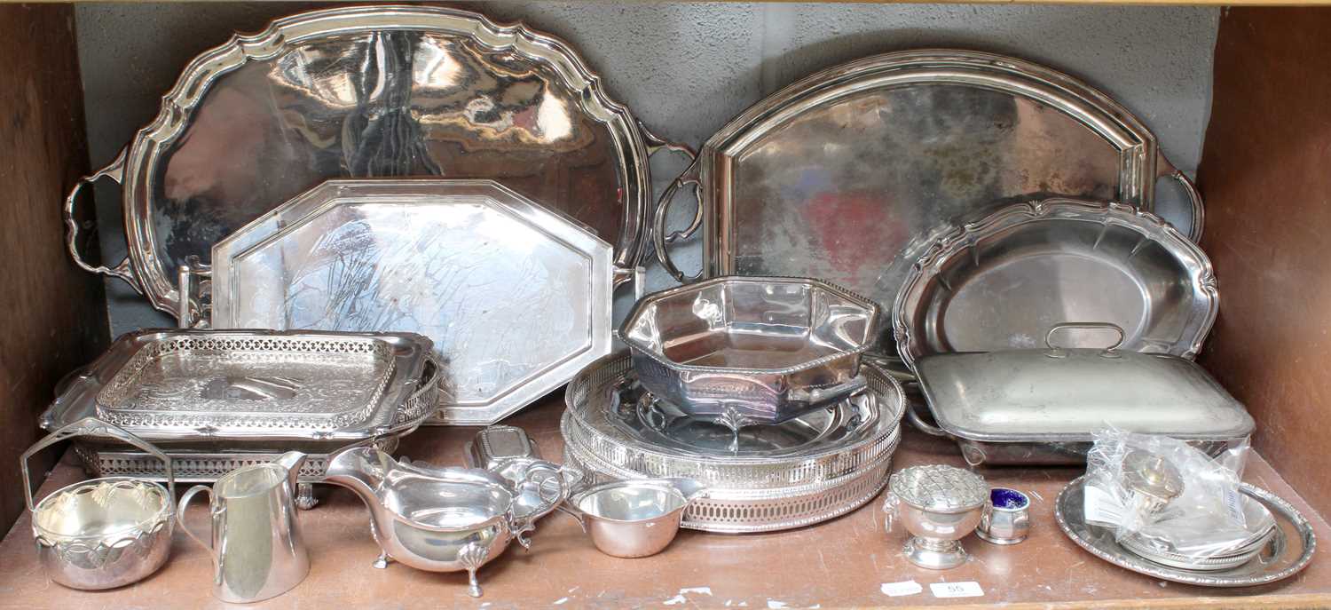 A Collection of Assorted Silver Plate, including various tea-trays; Together With a silver small