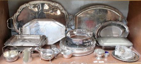 A Collection of Assorted Silver Plate, including various tea-trays; Together With a silver small