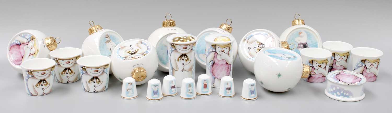 A Quantity of Royal Doulton Snowman Items, including Christmas Baubles (one tray) No damage or