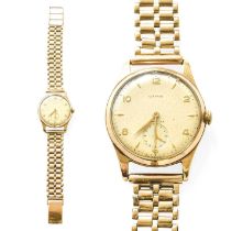 A 9 Carat Gold Cyma Wristwatch Winding smoothly and in going order  No inscription, bracket clasp