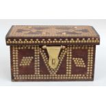 A Brass Studded Wooden Table Casket, with clasp, 27.5cm wide