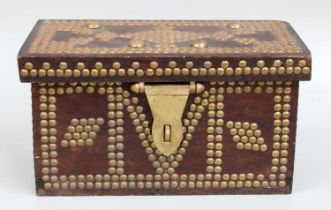 A Brass Studded Wooden Table Casket, with clasp, 27.5cm wide