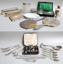 A Collection of Assorted Silver and Silver Plate, the silver including various engine-turned