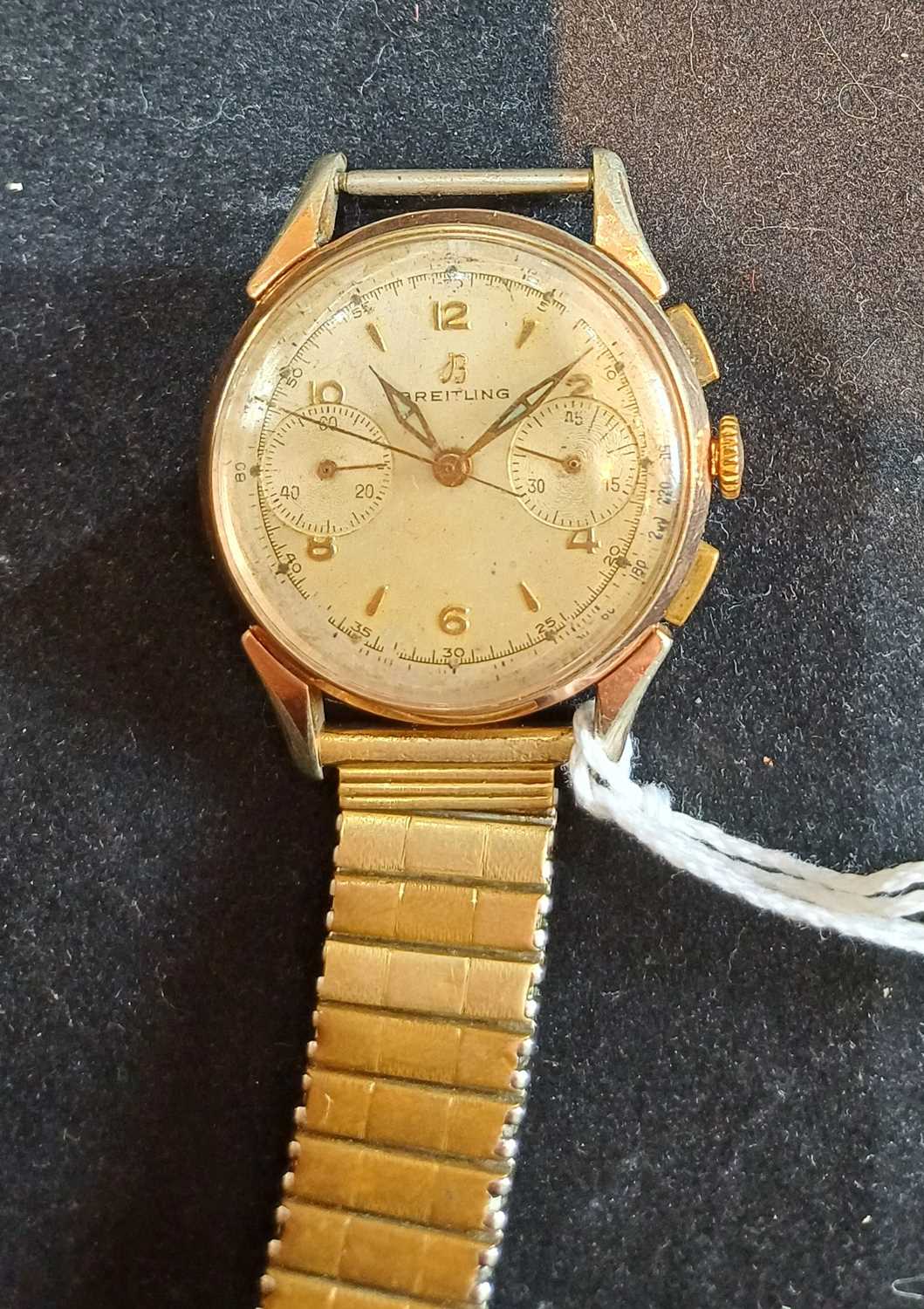 A Gold Plated Chronograph Wristwatch, signed Breitling, circa 1950, (calibre Venus 188) lever - Image 2 of 3