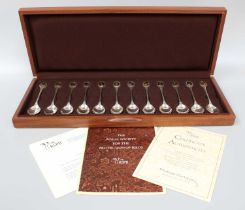 A Cased Set of Twelve Elizbeth II Parcel-Gilt Silver Spoons, by John Pinches, London, 1975, made for