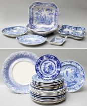 A Collection of Assorted English Pottery, mainly 19th century, printed in underglaze blue, including