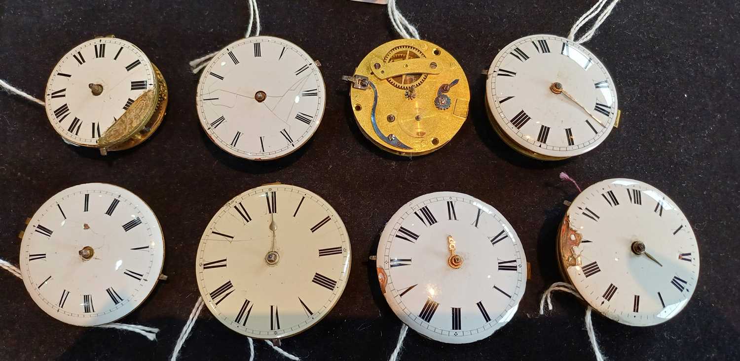 A Selection of Early 19th Century Pocket Watch Movements, Pocket Watch Enamel Dials and Spare Pocket - Image 4 of 7