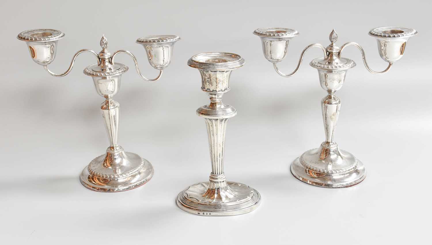 A Pair of George V Silver Two-Light Candleabra, by William Charles Fordham and Albert Buckley