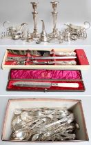 A Collection of Assorted Silver and Silver Plate, the silver including toastracks; condiment-