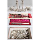 A Collection of Assorted Silver and Silver Plate, the silver including toastracks; condiment-