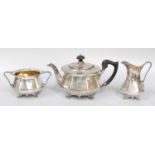 A Three-Piece George V Silver Tea-Service, by Charles Clement Pilling, Sheffield, 1920 and 1921,