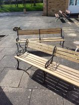 Pair of Slatted Garden Benches, 175cm (each) Overall good condition, usable, some play in the joints