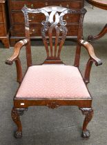 A George III Carved Mahogany Carver Chair