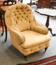 Cornelius V Smith: A Victorian Walnut-Framed Button-Back Armchair, late 19th century, recovered in