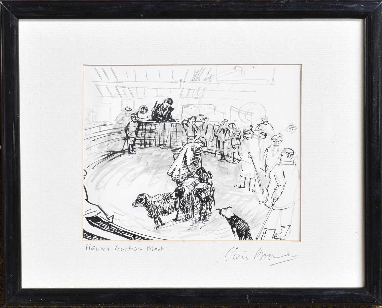 Piers Browne (b.1949) "Hawes Auction Mart" Signed, pen, together with three Yorkshire prints " - Image 2 of 6