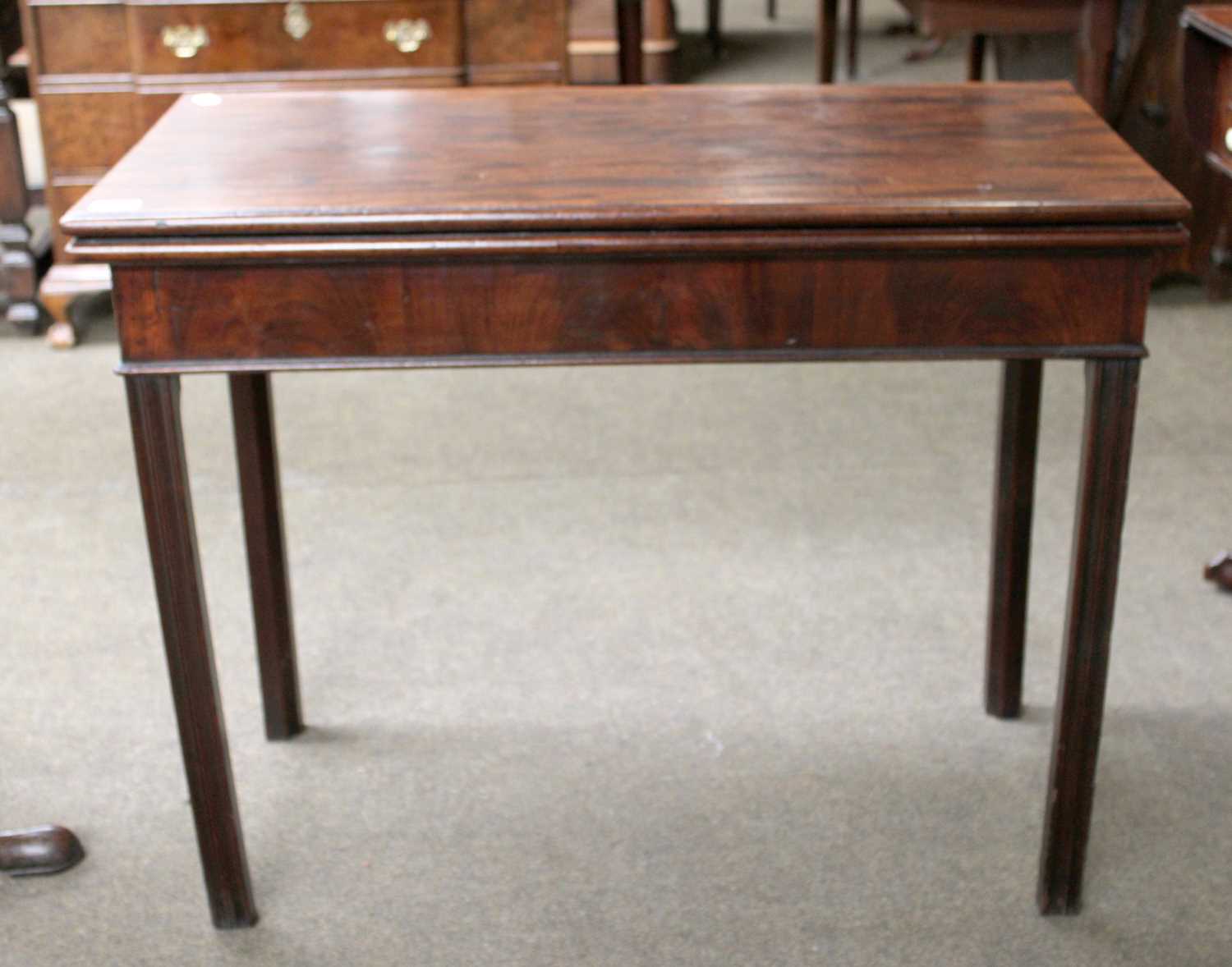 A Late 18th Century Mahogany Fold Over Card Table, 91cm by 45cm by 73cm