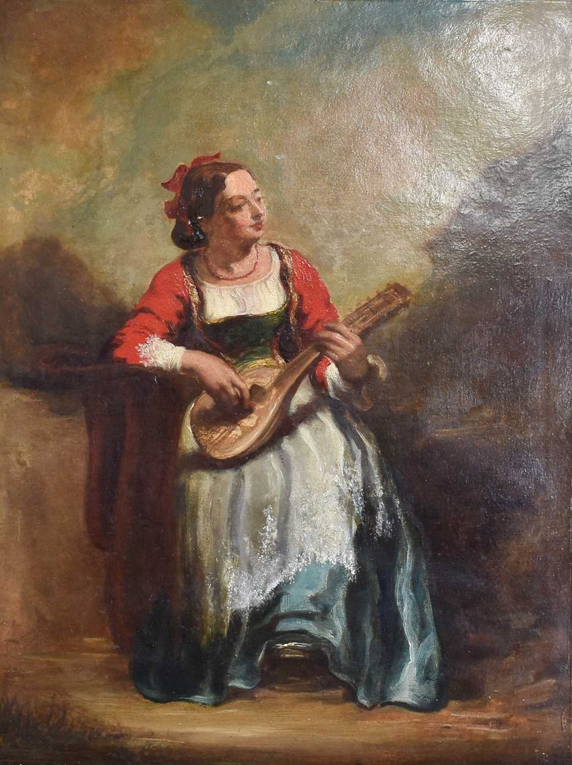 Continental School (19th Century) Serenade on the mandolin Oil on canvas, 60cm by 45cm