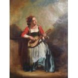 Continental School (19th Century) Serenade on the mandolin Oil on canvas, 60cm by 45cm