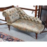 A Victorian Style Chaise Longue, with Liberty floral upholstery, 140cm long Supports are very