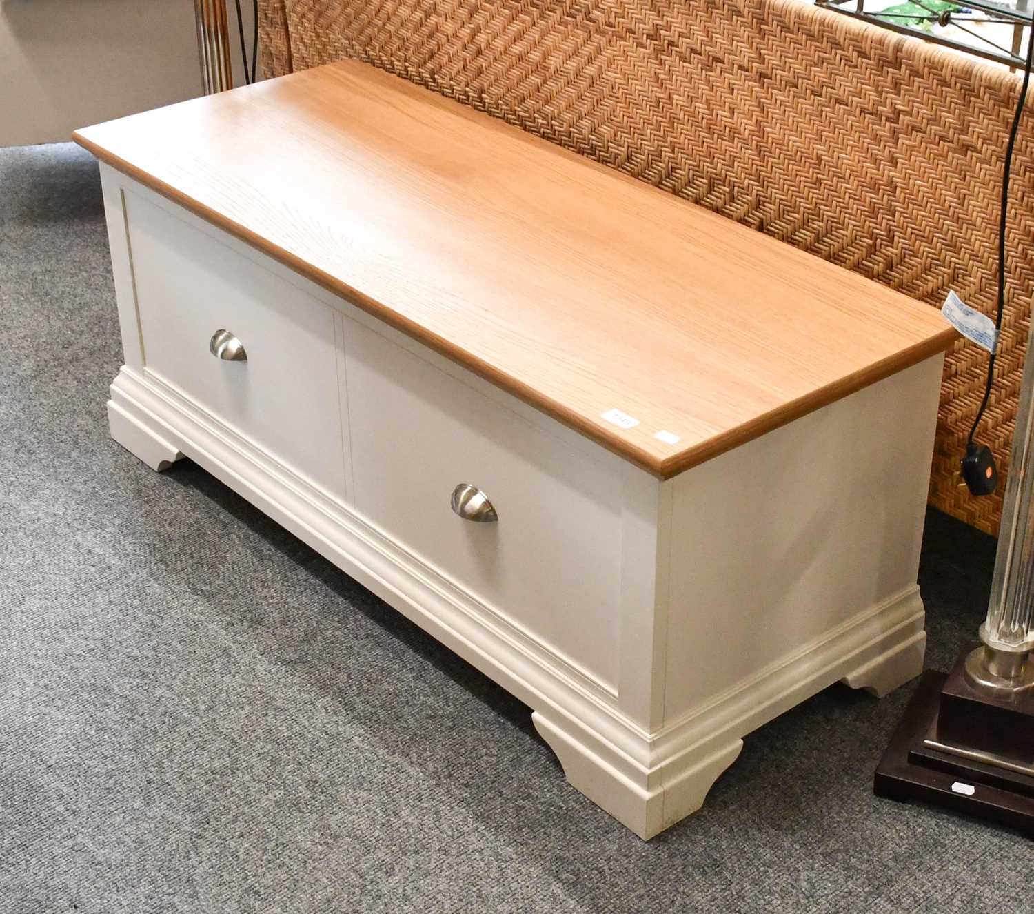 A Laura Ashley White Painted Blanket Box, together with two modern standard lamps and an armchair ( - Image 2 of 5