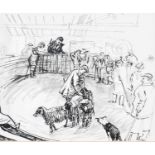 Piers Browne (b.1949) "Hawes Auction Mart" Signed, pen, together with three Yorkshire prints "