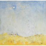 David Toner (Contemporary) Sunlit abstract landscape with birds rising Signed, oil on canvas,