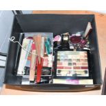 Assorted Costume Jewellery, fans, makeup etc (one box)