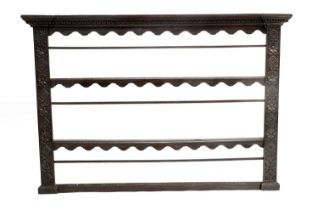 A 18th Century Carved Oak Plate Rack, 165cm, together with another example (2)