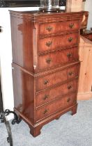 A Reproduction Mahogany Chest on Chest, 69cm by 44cm by 134cm