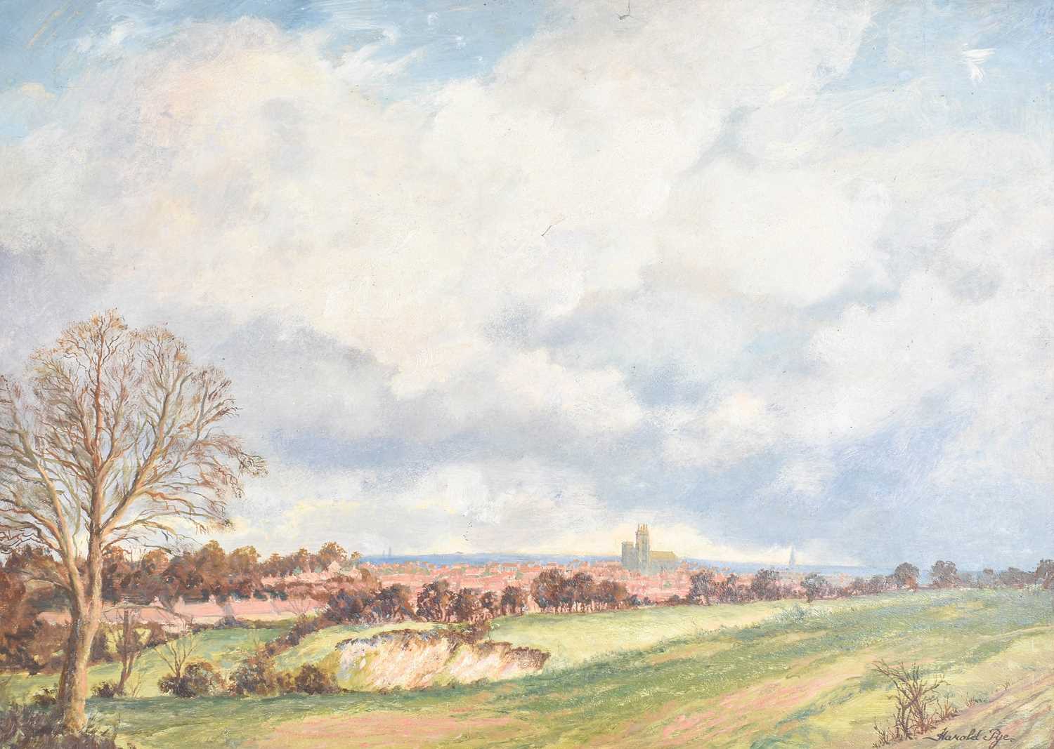 Harold Pye (20th Century) "Priory Church from Woldgate, Bridlington" Signed, inscribed and dated - Image 7 of 8