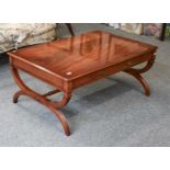 A Reproduction Cross-banded Mahogany Coffee Table, probably by Reprodux, 121cm by 79cm by 52cm